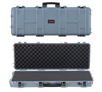 VEVOR Étui Rigide pour Fusil Verrouillable 109 cm, Mallette pour Armes Longues avec Mousses Prédécoupées et Roues, Valise à Arme Étanche IP67 et Anti-poussière, Rangement pour Carabine, Gris