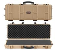 VEVOR Étui Rigide pour Fusil Verrouillable 93 cm, Mallette pour Armes Longues avec 4 Couches de Mousses Prédécoupées et Roues, Valise à Arme Étanche IP67 et Anti-poussière, pour Carabine, Kaki