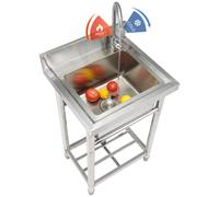VEVOR Évier Autoportant Commercial Préparation Cuisine 1 Cuve en Inox 55x50x95cm