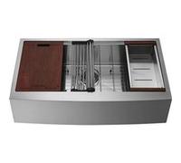 VEVOR Évier Cuisine de Style Campagnard Évier à Encastrer en Acier Inoxydable 304 Une Cuve avec Planche à Découper Égouttoir Filtre Drainage Rapide pour Préparation Cuisine Maison 91 x 56 x 23 cm