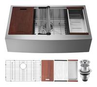VEVOR Évier Cuisine de Style Campagnard Évier à Encastrer en Acier Inoxydable 304 Une Cuve avec Planche à Découper Égouttoir Filtre Drainage Rapide pour Préparation Cuisine Maison 76 x 56 x 23 cm