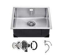 VEVOR Évier de cuisine, 50 cm, évier sous plan en acier inox 304, évier à encastrer cuve simple avec accessoires, évier de lave-vaisselle ménager pour camping-car, cuisine de préparation, buanderie