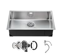 VEVOR Évier de cuisine, 76 cm, évier sous plan en acier inox 304, évier à encastrer cuve simple avec accessoires, évier de lave-vaisselle ménager pour camping-car, cuisine de préparation, buanderie