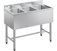 VEVOR Évier de Cuisine à 3 Autoportant en Inox 97,8cm Résistance à la Rouille et Corrosion