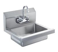 VEVOR Évier de Préparation Utilitaire en Acier Inoxydable, Lave-Mains avec Robinet et Dosseret Lavabo Mural ou Encastré 432 x 381 x 330 mm sans Fuite Vasque à Encastrer