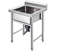 VEVOR Évier Inox de Cuisine 1 Bac,Évier sur Pieds en Acier Inox 93x61x60cm,Anti-Eclaboussures Lavabo Inox Professionnel pour Faire la Plonge Cuisine de Restaurants,Salle de Bain,Garages,Entrepôts
