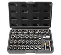 VEVOR Extracteur de Boulons et Écrous 29PCs Extracteurs de Goujons 6 mm à 10 mm et 10,5 mm à 19 mm Outils de Retrait de Goujons Cassés en Acier CR-MO avec Étui pour Enlever les Boulons Cassés Atelier