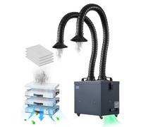 VEVOR Extracteur de Fumée de Soudure, 275 W, Absorbeur de Fumée de Soudage sans Balais 2 Tuyaux, Aspiration 380 m³/h, avec Filtre à 4 Étages 10 Vitesses, pour Soudure, Gravure Laser, Bricolage Soudage