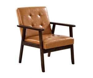 VEVOR Fauteuil d'appoint avec cadre en bois massif et pieds antidérapants, chaise de salon moderne du milieu du siècle, chaise d’accent avec cuir synthétique et coussin moelleux, pour chambre, bureau
