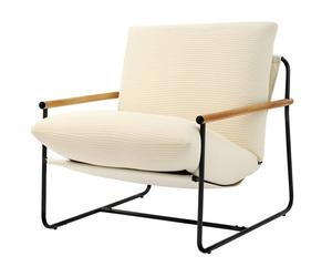 VEVOR Fauteuil d'Appoint Moderne, Chaise de Salon avec Accoudoirs en Bois, Structure en Métal et Coussin Amovible, Chaise d’Accent Confortable, Meuble Décoratif pour Chambre, Bureau, Maison, Beige