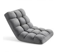 VEVOR Fauteuil de Sol Pliable, Dossier Réglable à 14 Positions, Chaise de Sol en Polaire Corail avec Structure en Métal et Mousse Recy Canapé de Relaxation pour Lecture, Détente, Méditation, Gris