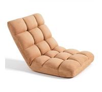 VEVOR Fauteuil de Sol Pliable, Dossier Réglable à 14 Positions, Chaise de Sol en Polaire Corail avec Structure en Métal et Mousse Recyclée, Canapé pour Lecture, Détente, Méditation, Marron Foncé