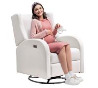VEVOR Fauteuil Inclinable Électrique Angle Réglable entre 110° et 165°, Chaise de Relaxation Pivotante Capacité de Charge 113,4 kg, Surface en Polyester, pour Salon, Chambre à Coucher, Blanc Cassé
