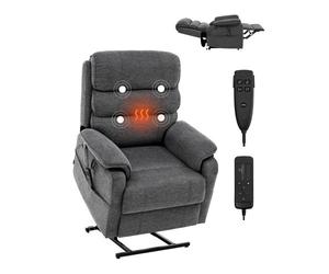 VEVOR Fauteuil inclinable électrique, fauteuil releveur avec chaleur et massage pour personnes âgées, fauteuil relax à double moteur avec 2 cordes anti-chute, réglage de position infini, gris foncé, M