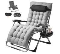 VEVOR Fauteuil Inclinable Zéro Gravité, 825 mm, Transat Relax Jardin pour Intérieur Extérieur, Chaise Longue Anti-gravité Réglable avec Coussin, Appui-tête, Repose-pieds, Porte-gobelet, 226,8 kg, Gris