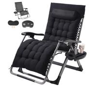 VEVOR Fauteuil Inclinable Zéro Gravité, 825 mm, Transat Relax Jardin pour Intérieur Extérieur, Chaise Longue Anti-gravité Réglable avec Coussin, Appui-tête, Repose-pieds, Porte-gobelet, 226,8 kg, Noir