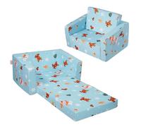 VEVOR Fauteuil pour Enfants Pliable, canapé pour Enfants 2 en 1, en éponge 25D Haute densité et Housse en Tissu imprimé Peau de pêche, Meuble de Salle de Jeux, Sofa Tout-Petits, Motif de Noël, Bleu