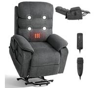 VEVOR Fauteuil Releveur Électrique, Double Moteur, Fauteuil de Relaxation avec Fonction Chauffante et Massage, Télécommande et Réglage en Continu, pour Personnes Âgées, Tissu Chenille, Gris Foncé