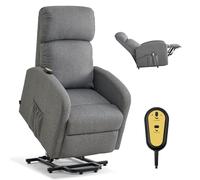 VEVOR Fauteuil Releveur Électrique, Fauteuil de Relaxation avec Mousse Haute Résilience et Poches Laterales pour Personnes Âgées, Télécommande et Réglage en Continu, Tissu Lin, Gris Clair