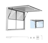 VEVOR Fenêtre pour Food Truck 122x91,5 cm Guichet de Vente avec Auvent | Pour Camion Restaurant Stand, 2 Vitrages Fixes et 2 Moustiquaires Coulissantes, Baie de Service avec Hayon à 85°, Sans Vitre