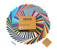 VEVOR Feuille Vinyle Thermocollant Lot de 80PCs 30,48x30,48 cm, Flex Thermocollant Multicolore, Facile à Découper et à Désherber, avec Accessoires, HTV Compatible avec Machine de Découpe, T-shirts