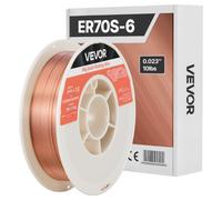 VEVOR Fil Plein MIG 0,6 mm 4,5 kg par Bobine Fil de Soudage MIG Plein ER70S-6 pour Soudage sous Protection Gazeuse dans Toutes Positions, Acier Doux, Faible Projection, Haute Teneur en Désoxydants