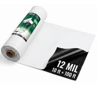 VEVOR Film en polyéthylène, 3,05 x 30,48 m, bâche de jardin, épaisseur 0,3 mm, noir et blanc, rouleau de plastique pour le jardinage, bâche de protection, bâche de peintre, film de protection pour sou