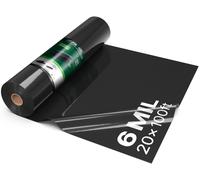 VEVOR Film en polyéthylène, 6,1 x 30,48 m, bâche de jardin, 0,15 mm, toile anti-mauvaises herbes noire, rouleau en plastique pour le jardinage, bâche de protection, bâche de peintre, film de protectio