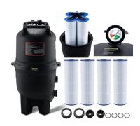 VEVOR Filtre à Cartouche de Piscine, Filtre Piscine Creusée 40 m² Système de Filtration de Piscine Hors Sol Assemblage Rapide avec Filtre Amélioré et Anti-fuite pour Filtrer Spa, Piscines Gonflables