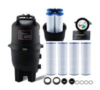 VEVOR Filtre à Cartouche de Piscine, Filtre Piscine Creusée 49 m² Système de Filtration de Piscine Hors Sol Assemblage Rapide avec Filtre Amélioré et Anti-fuite pour Filtrer Spa, Piscines Gonflables