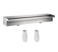 VEVOR Fontaine de la Piscine, Étang Argent en Acier Inoxydable 304 Cascade Bassin Extérieur 60 x 11.5 x 8 cm avec 2 Conduits d'eau pour Durer et Ajoutant une Touche à Votre Étang ou Votre Piscine