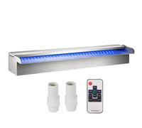 VEVOR Fontaine de la Piscine, Étang Argent en Acier Inoxydable Cascade Bassin Extérieur 60 x 11.5 x 8 cm avec 2 Conduits d'Eau et un Télécommande pour Décoration à l'Étang et la Piscine