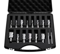 VEVOR, forets à noyau en HSS, système Weldon, coffret de 16 pièces. Forets magnétiques, diamètre de coupe de 11,11 à 34,92 mm, 14 forets avec 2 pointes de centrage, profondeur de coupe de 25,4 mm, cof