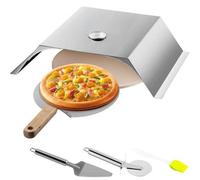 VEVOR Four à Pizza de Jardin 3 Pièces Fours à Pizza Extérieur Acier Inoxydable Four à Pizza au Gaz 48 x 35 x 17 cm Durable Pierre à Pizza en Cordiérite Coupe-Pizza pour Barbecue au Gaz et au Charbon