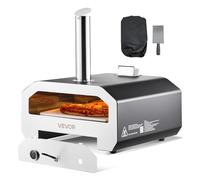 VEVOR Four à pizza d'extérieur 406,4 mm au gaz propane/pellet, avec thermomètre et rotation électrique, pour camping dans le jardin ou la terrasse avec pelle en pierre, 857 x 593 x 697 mm