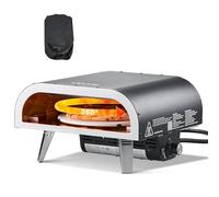 VEVOR Four à pizza d'extérieur au gaz propane avec rotation électrique et pierre pour pizza épaisse, portable, pour camping, jardin, patio et avec sac de transport, noir, 470 x 430 x 270 mm