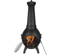 VEVOR Four de terrasse, 43x42x112mm Foyer à bois, cheminée de jardin sphérique pour griller & réchauffer, four aztèque avec grille, manteau de cheminée & couvercle de cheminée, pour terrasse, jardin,