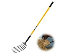 VEVOR Fourche de Jardin à 5 Dents, Fourche à Foin avec Manche en Fibre de Verre, Longueur Totale 145 cm, pour Déplacer Paille, Ramasser Foin, Manipuler Tas de Feuilles, Non Conçu pour Creuser Bêcher