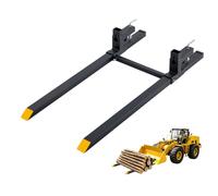 VEVOR Fourches à Palette pour Godet 907 kg 152 cm, à Serrage, Réglable | pour Tracteur, Chargeuse Frontale et Mini-Chargeuse, avec Barre Stabilisatrice Réglable, Pointes Jaunes, en Acier Robuste