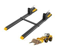 VEVOR Fourches à Palette pour Godet Charge 1814 kg Longueur 152 cm Réglable | pour Tracteur, Chargeuse Frontale et Mini-Chargeuse, à Serrage, avec Barre Stabilisatrice Réglable, en Acier, Pointes Jaunes
