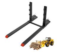 VEVOR Fourches à Palette pour Godet, Charge 1814 kg, Longueur 1524 mm, Fourches à Serrage pour Tracteur et Chargeuse, avec Barre Anti-Basculement, Barre Stabilisatrice Réglable, Pointes Orange, Acier