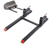 VEVOR Fourches à Palettes à Pince Charge 907 kg Fourches à Godet Longueur Totale 109 cm avec Barre Stabilisatrice Réglable 50-91,5 cm, Compatible avec Godet de Chargeuses Compactes Tracteurs, Noir