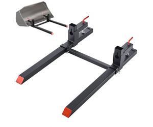 VEVOR Fourches à Palettes à Pince Charge 907 kg Fourches à Godet Longueur Totale 109 cm avec Barre Stabilisatrice Réglable 50-91,5 cm, Compatible avec Godet de Chargeuses Compactes Tracteurs, Noir
