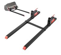 VEVOR Fourches à Palettes à Pince Charge 907 kg Fourches à Godet Longueur Totale 149 cm avec Barre Stabilisatrice Réglable 50-91,5 cm, Compatible avec Godet de Chargeuses Compactes Tracteurs, Noir