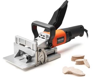 VEVOR Fraiseuse à cheviller plate sans fil, 5,9 A, rainureuse avec moteur 11 600 tr/min 760 W, encoche de positionnement à 45 degrés, lame de scie au carbure, sac à poussière, angle & profondeur régla