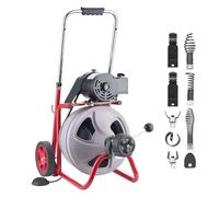 VEVOR Furet Déboucheur Canalisation Électrique 22 m x 9,5 mm Furet Électrique Alimentation Auto Machine de Débouchage sur Roues pour Canalisations Tuyaux 50-100 mm, avec 8 Lames, Interrupteur Pied