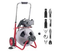 VEVOR Furet Déboucheur Canalisation Électrique 30 m x 9,5 mm Furet Électrique Alimentation Auto Machine de Débouchage sur Roues pour Canalisations Tuyaux 50-100 mm, avec 8 Lames, Interrupteur Pied