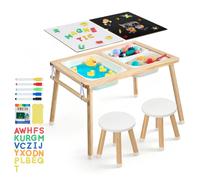 VEVOR G16SKU3 - Natural wood color - Table sensorielle 2 tabourets