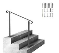 VEVOR Garde-Corps Rampe Escalier Main Courante en Fer Forgé Balustrade Rambarde 2 Marches Hauteur Max de Marches 60 cm Distance entre Poteaux 88,5 cm Hauteur Poteaux 97,4 cm pour Jardin Entrée Portail