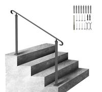 VEVOR Garde-Corps Rampe Escalier Main Courante en Fer Forgé Balustrade Rambarde 3 Marches Réglable 48 cm Angle 0-52,8° pour Sécurité des Escaliers et Marches Jardin Entrée Portail 140x13,2x97,4 cm
